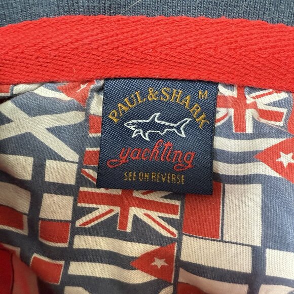 Paul & Shark Yachting Polo Shirt Mens Medium Short Sleeve Red Blue - Picture 7 of 7